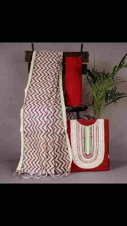 chanderi embroidery suit